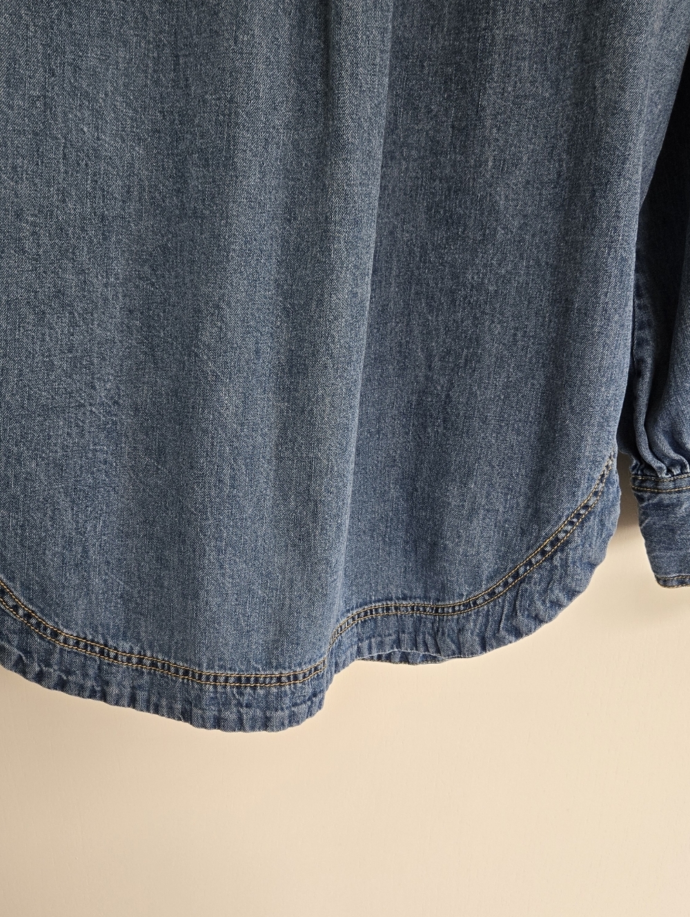 Pilcro Denim Button-Up Shirt with Frilly Prairie Collar Women's L - Picture 8 of 12